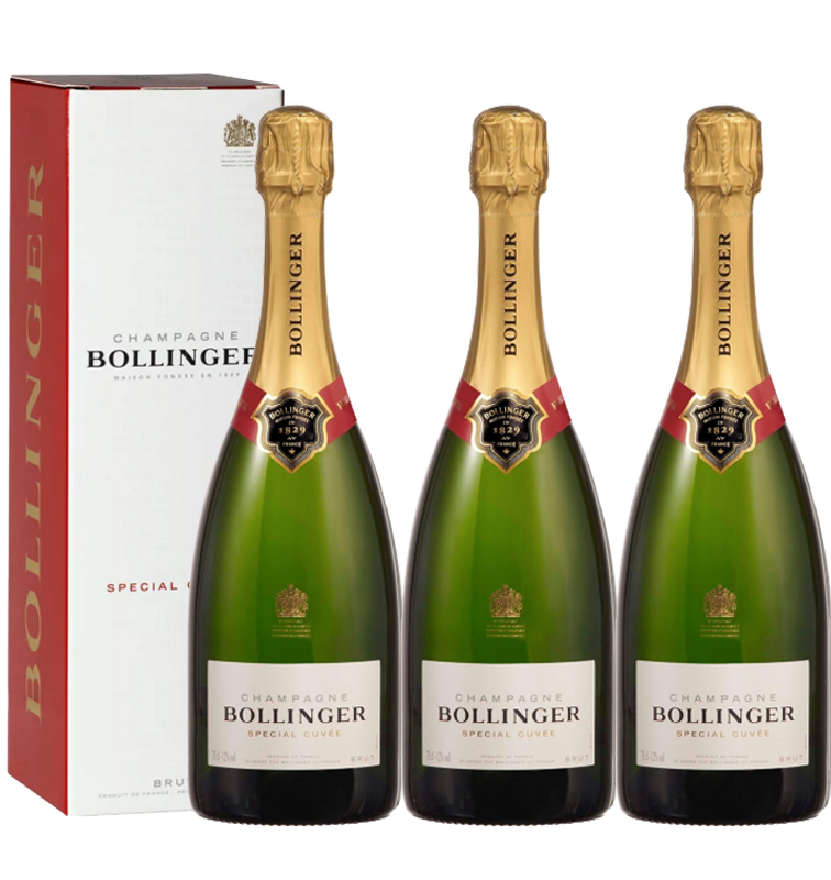 Lot 3 Champagnes Bollinger Brut Special Cuvée 75cl avec étuis
