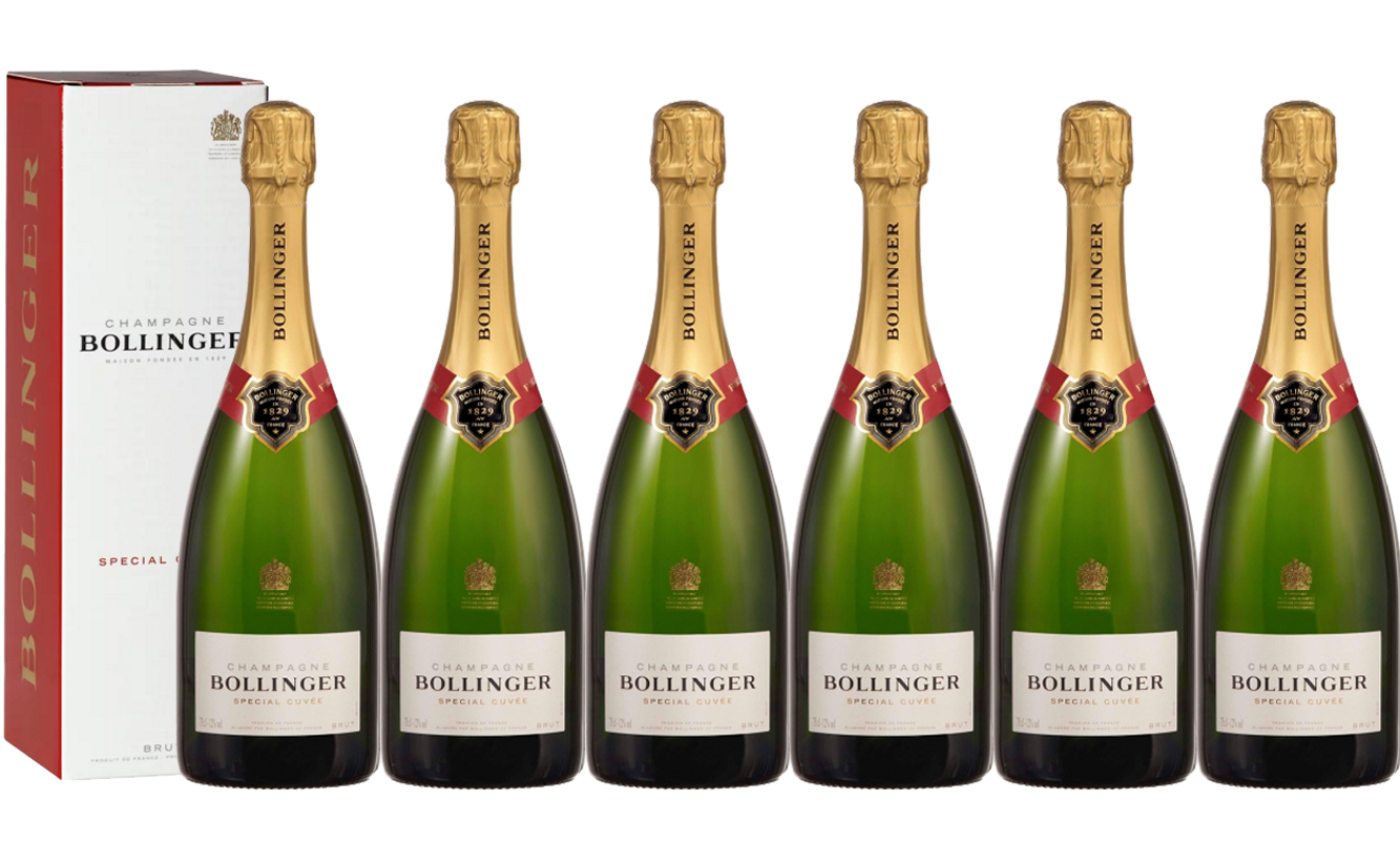 Lot 6 Champagnes Bollinger Brut Special Cuvée 75cl avec étuis