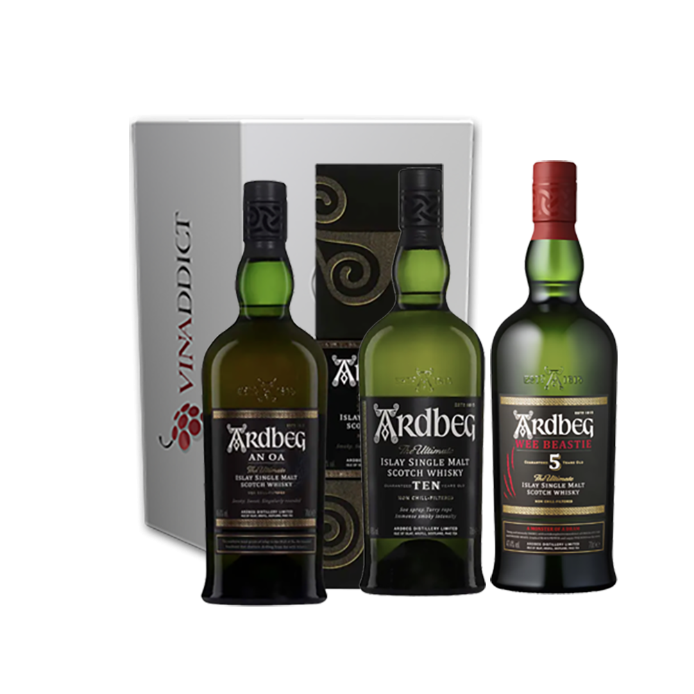 Coffret Vinaddict - Whiskys Ardbeg 10 ans, AN OA, et Beastie 5 ans - 3 x 70cl