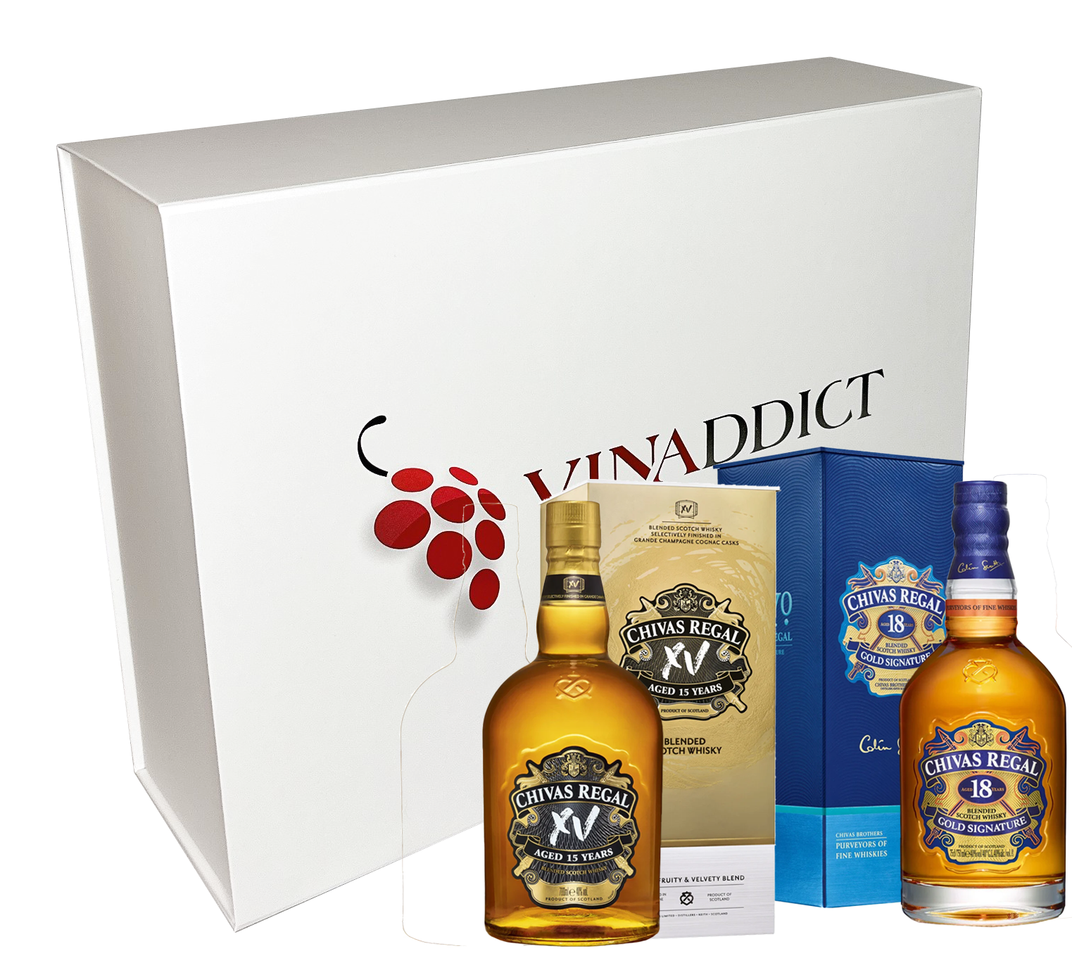 Coffret Découverte Vinaddict - whiskys Chivas - Chivas XV et Chivas 18 ans. 2 x 70 cl.