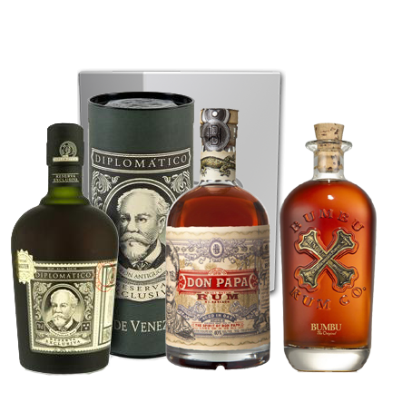 Coffret Rhums Découverte Diplomatico, Don Papa, Bumbu - Coffret Luxe