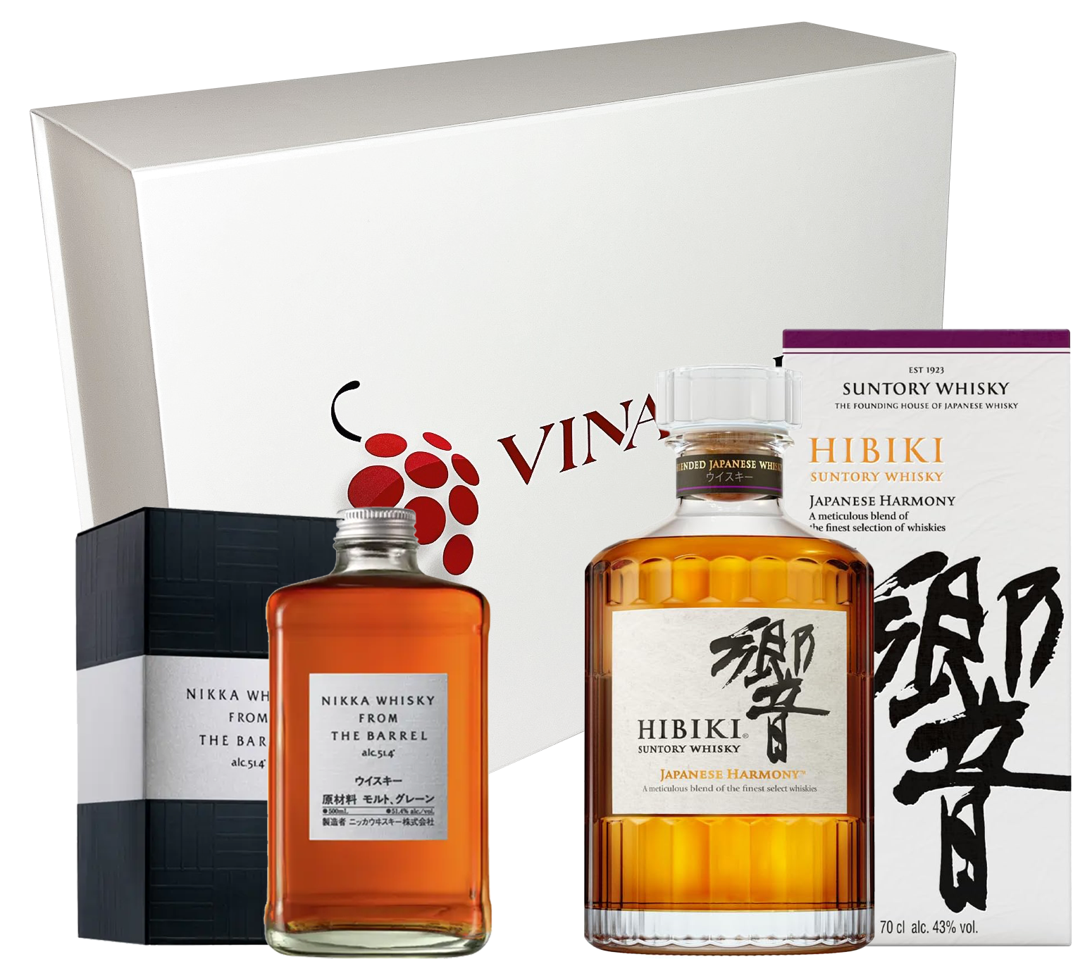 Coffret Vinaddict - Whiskys Hibiki Harmony 70cl et Nikka From the Barrel 50cl 