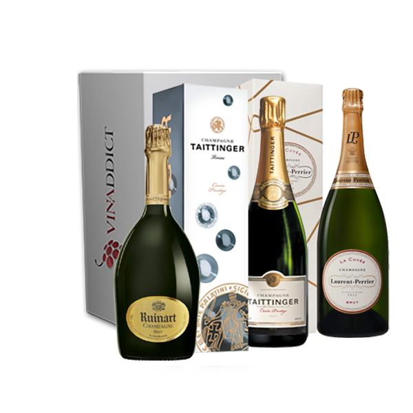 Coffret Champagne Prestige Vinaddict - Ruinart, Taittinger, Laurent Perrier - 3 x 75cl