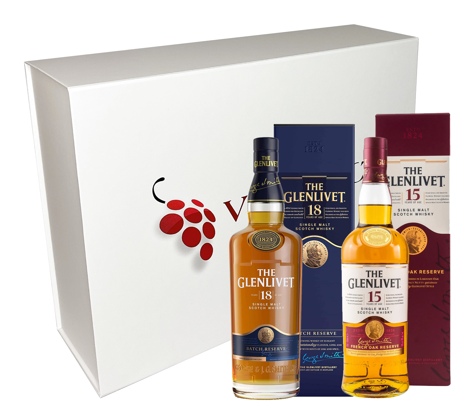 Coffret Vinaddict - Whiskys The Glenlivet 15 et 18 ans. 2x70cl avec étuis.