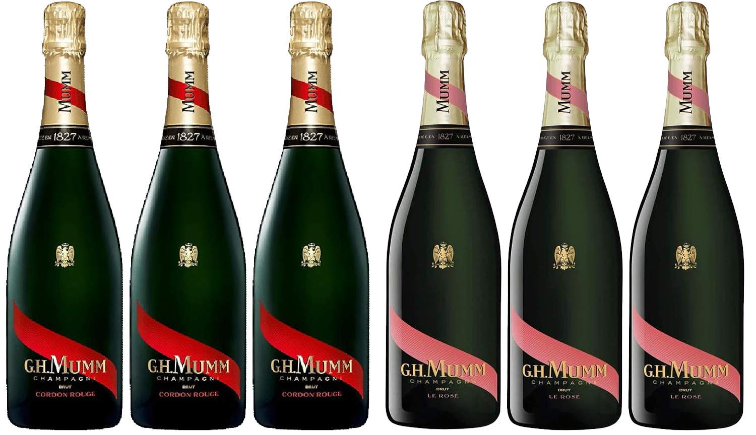 Lot découverte 3 Mumm Brut 75cl et 3 Mumm Rosé 75cl
