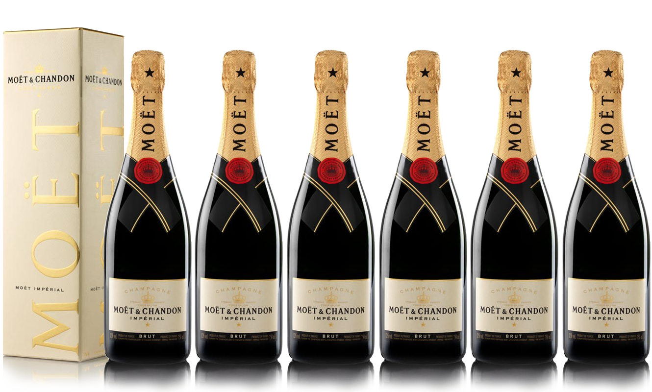Lot 6 Champagnes Moët & Chandon Brut Moët Imperial 75cl avec étuis.