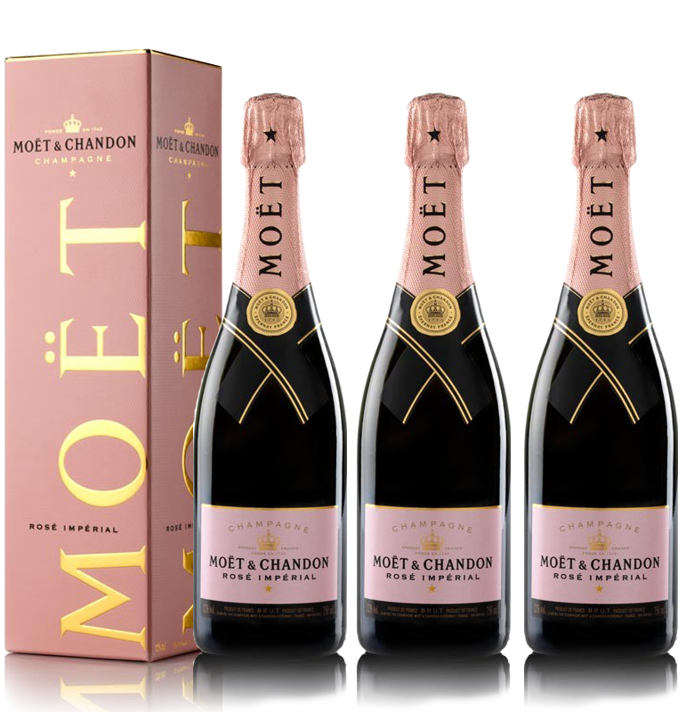 Lot 3 Champagnes Moët & Chandon Rosé Imperial 75cl avec étuis