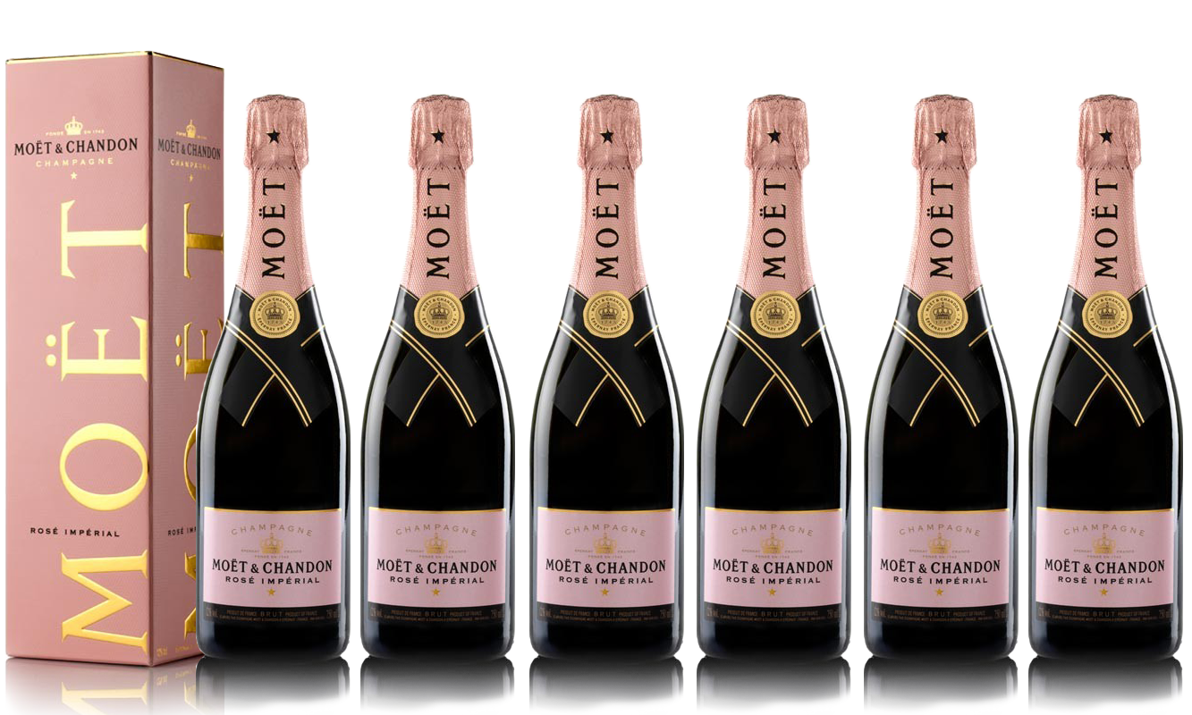 Lot 6 Champagnes Moët & Chandon Rosé Imperial 75cl avec étuis