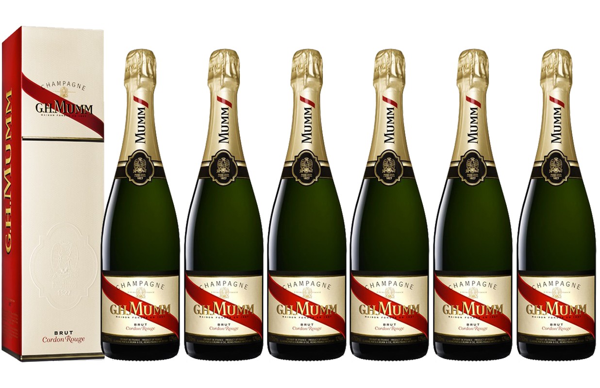 Lot 6 Champagnes Mumm Brut Cordon Rouge 75cl avec étui