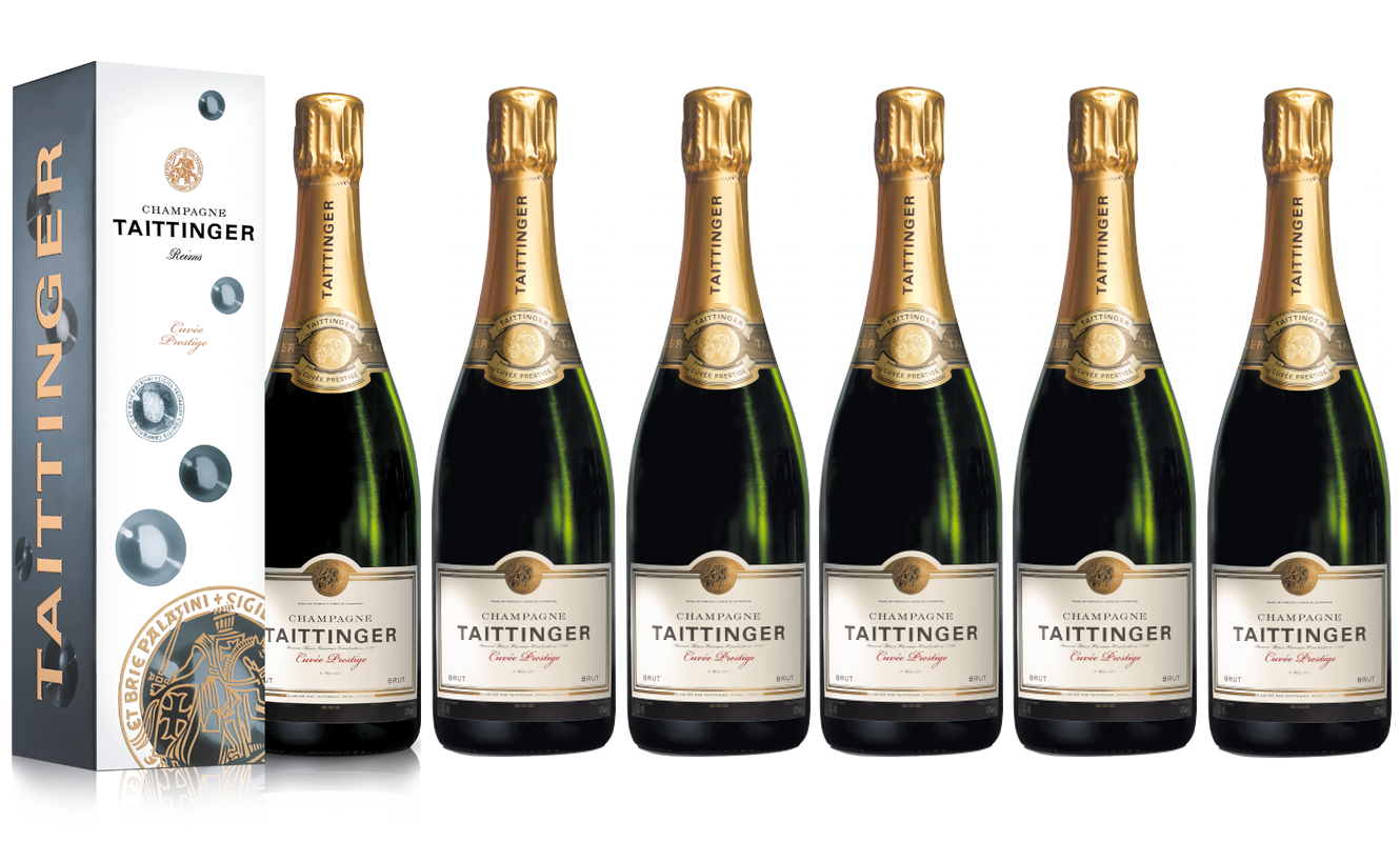 Lot 6 Champagnes Taittinger Brut Cuvée Prestige 75cl Etuis.