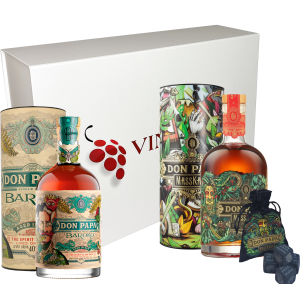 Coffret Vinaddict - Rhums Don Papa Baroko et Masskara avec pierres "à whisky" Don Papa. 2 x 70cl
