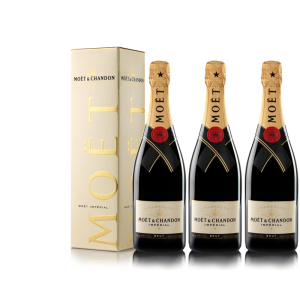 Lot 3 Champagnes Moët & Chandon Brut Moët Imperial 75cl avec étuis.