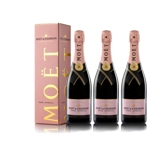 Lot 3 Champagnes Moët & Chandon Rosé Imperial 75cl avec étuis