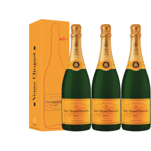 Lot 3 Champagnes Veuve Clicquot Brut Carte Jaune 75cl avec étuis